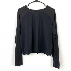 Lululemon Women's Black Long Sleeve Athletic Workout Top Crew Neck Thumbholes